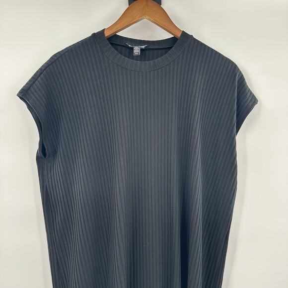 Eileen Fisher Dress Women Medium Black Midi Ribbed Capsule Career Minimalist - Picture 2 of 11